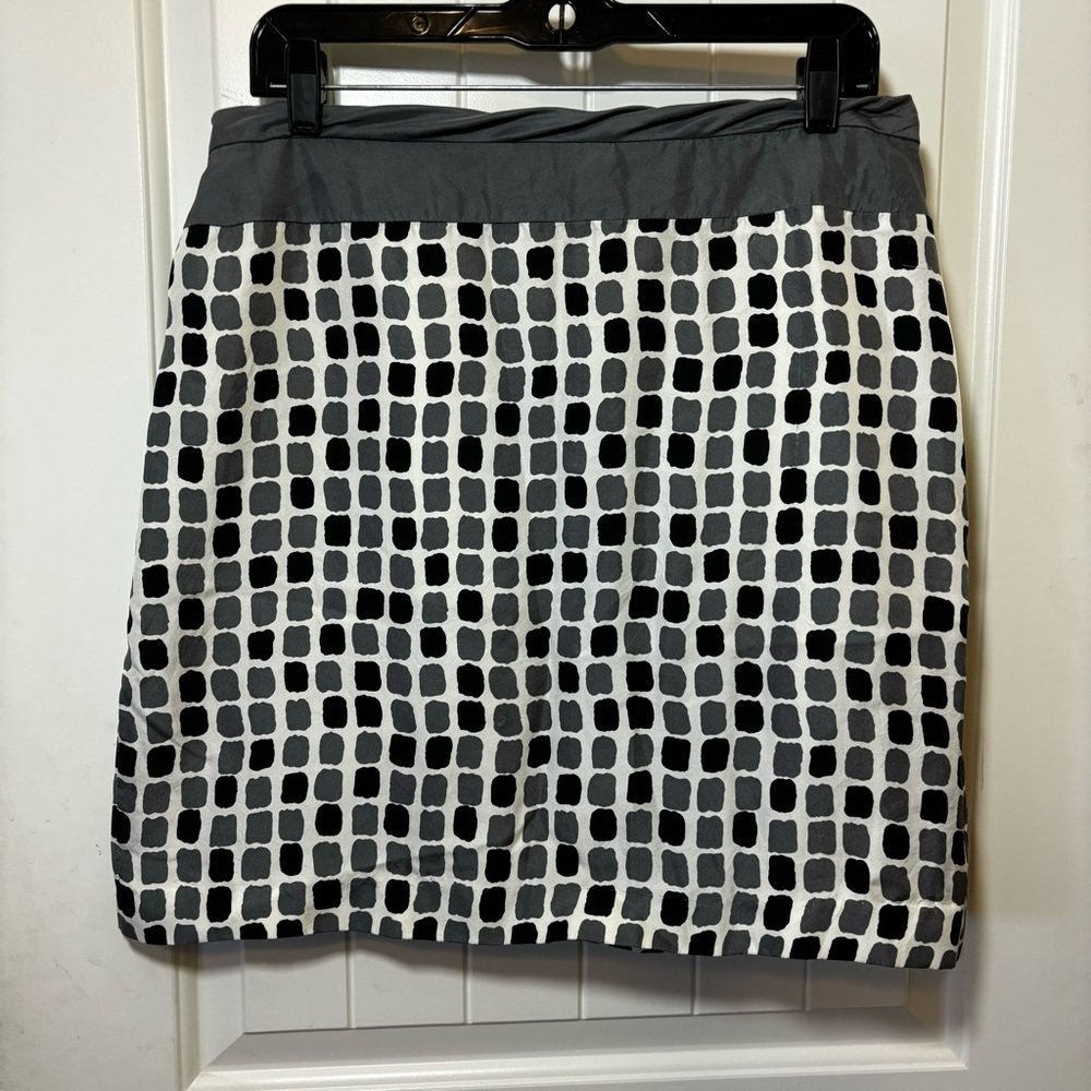 《 Anthropologie 》 Baraschi Silk Skirt Black Gray White Size 12 G1